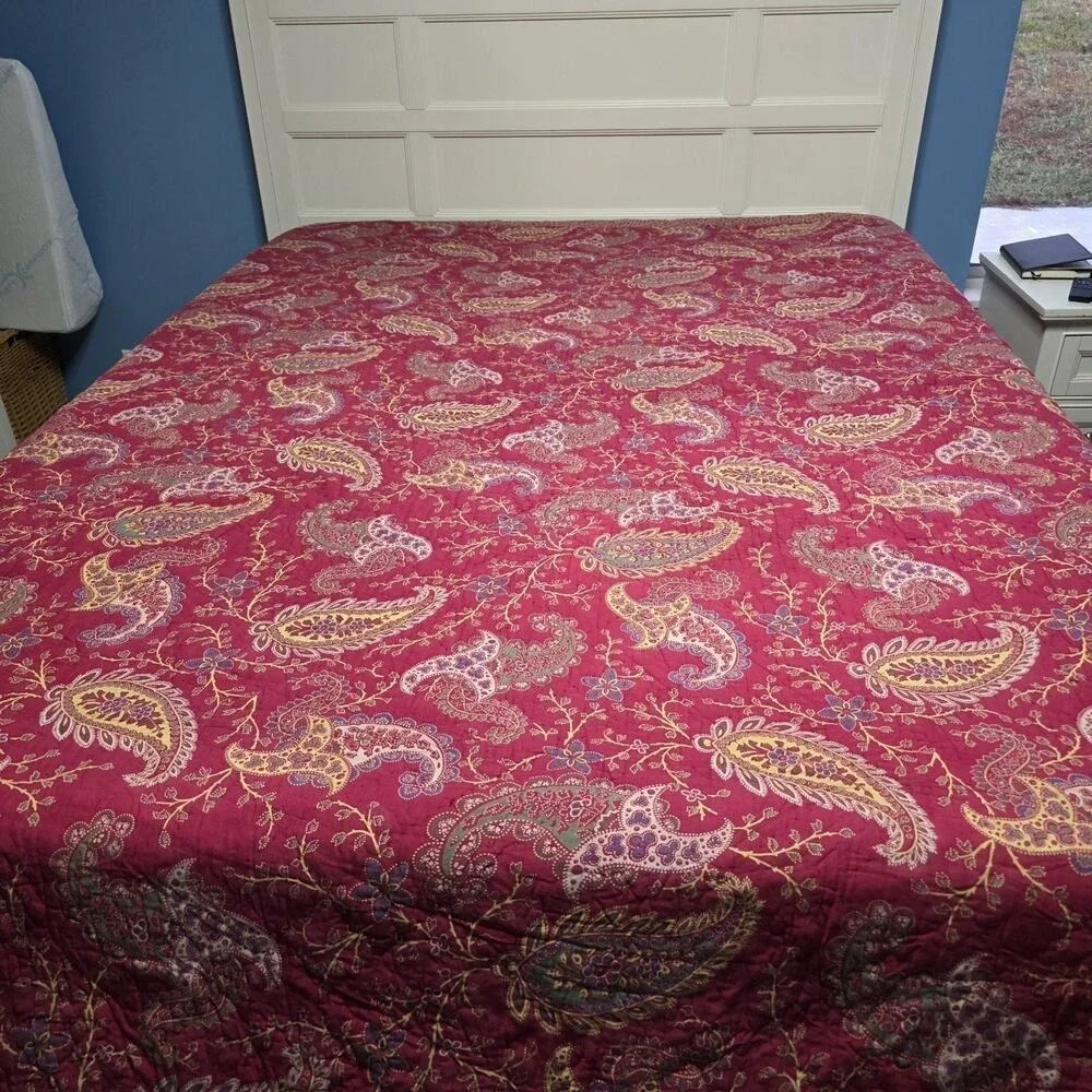 Noble Excellence Vintage Red Floral Patchwork Quilt King Size 108x94